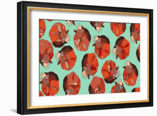 Curled Fox Polka Mint-Sharon Turner-Framed Art Print