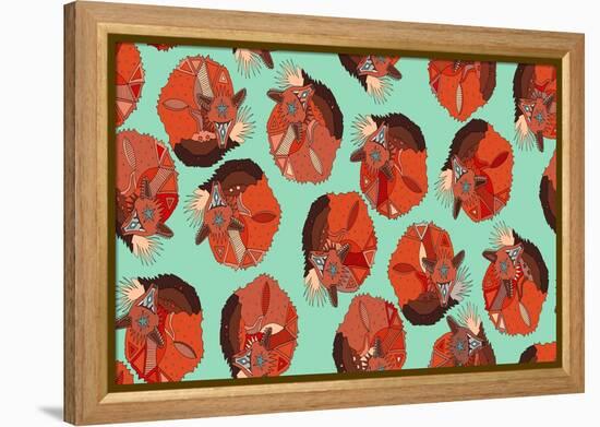 Curled Fox Polka Mint-Sharon Turner-Framed Stretched Canvas