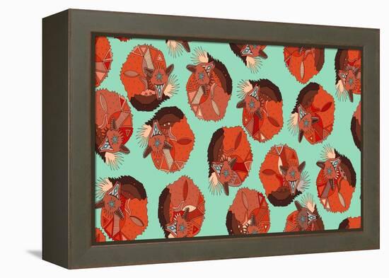 Curled Fox Polka Mint-Sharon Turner-Framed Stretched Canvas