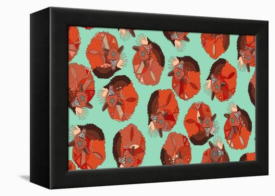 Curled Fox Polka Mint-Sharon Turner-Framed Stretched Canvas