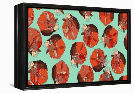 Curled Fox Polka Mint-Sharon Turner-Framed Stretched Canvas