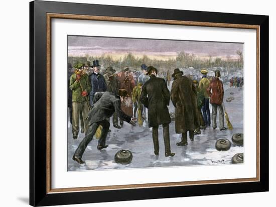 Curling Match on a Frozen Lake in Canada, 1880s-null-Framed Giclee Print