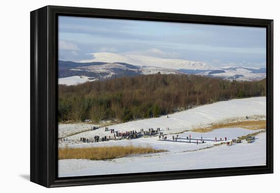 Curling on Frozen Bush Loch, Gatehouse of Fleet, Dumfries and Galloway, Scotland, United Kingdom-Gary Cook-Framed Premier Image Canvas