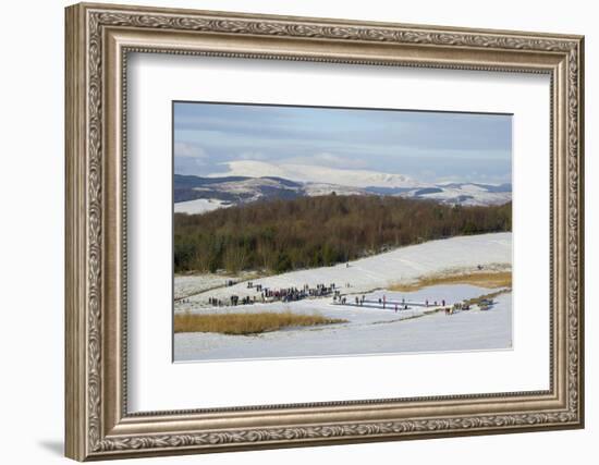 Curling on Frozen Bush Loch, Gatehouse of Fleet, Dumfries and Galloway, Scotland, United Kingdom-Gary Cook-Framed Photographic Print