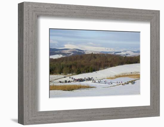 Curling on Frozen Bush Loch, Gatehouse of Fleet, Dumfries and Galloway, Scotland, United Kingdom-Gary Cook-Framed Photographic Print