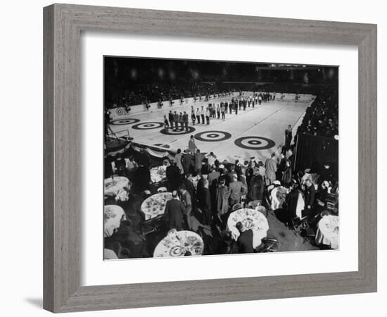 Curling Party Being Given before the Opening of First US Men's National Championships-null-Framed Photographic Print