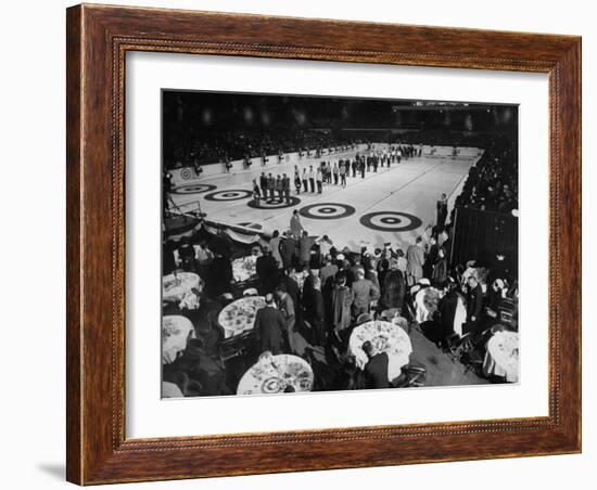 Curling Party Being Given before the Opening of First US Men's National Championships-null-Framed Photographic Print