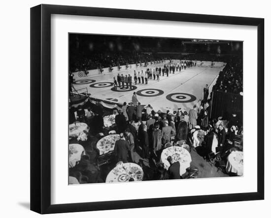 Curling Party Being Given before the Opening of First US Men's National Championships-null-Framed Photographic Print