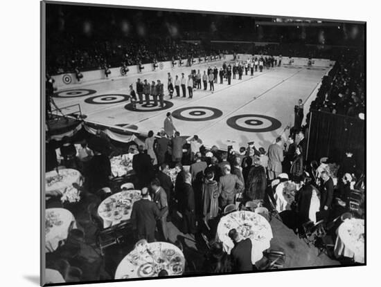 Curling Party Being Given before the Opening of First US Men's National Championships-null-Mounted Photographic Print