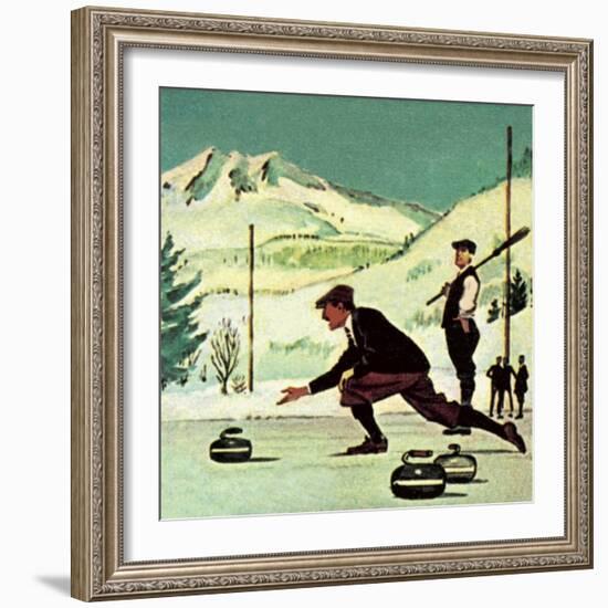 Curling-English School-Framed Giclee Print
