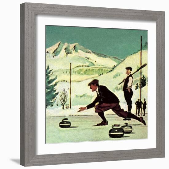 Curling-English School-Framed Giclee Print