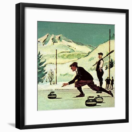 Curling-English School-Framed Giclee Print