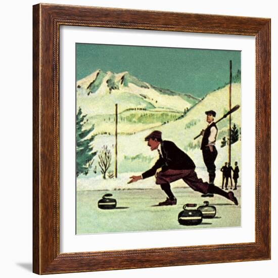 Curling-English School-Framed Giclee Print