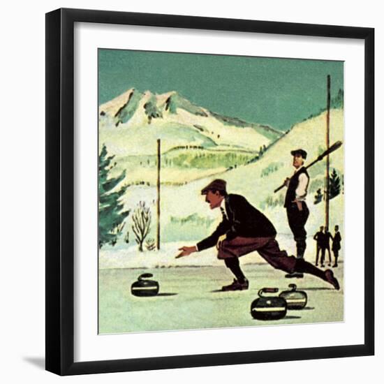 Curling-English School-Framed Giclee Print