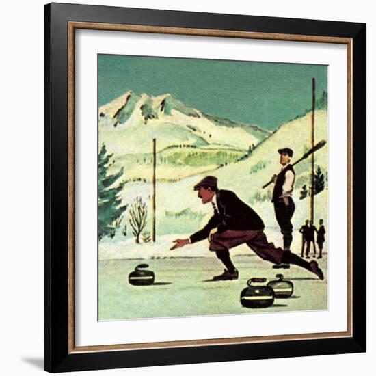 Curling-English School-Framed Giclee Print