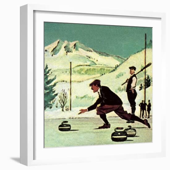 Curling-English School-Framed Giclee Print