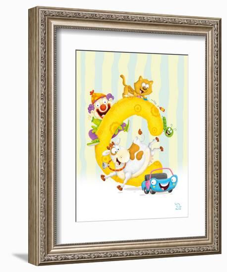 Curly C-Blue Fish-Framed Art Print