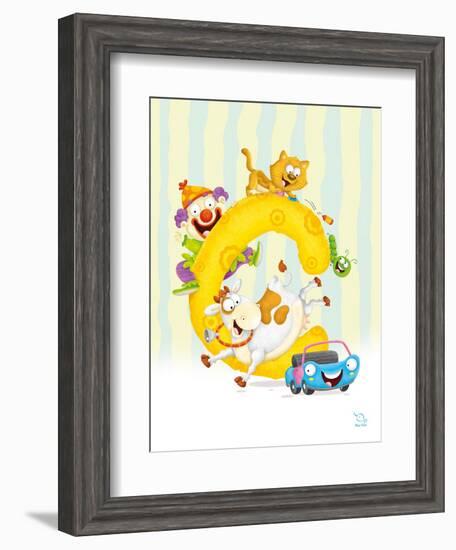 Curly C-Blue Fish-Framed Art Print