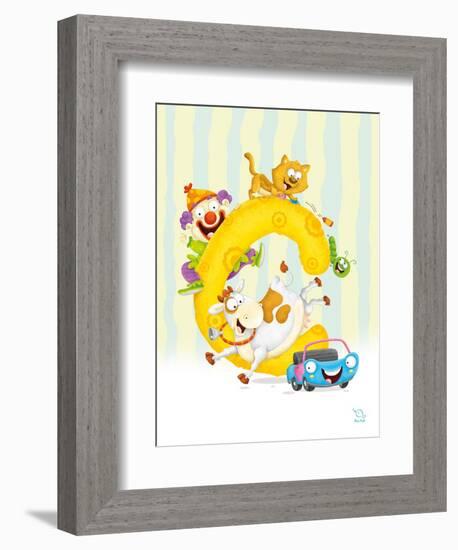 Curly C-Blue Fish-Framed Art Print