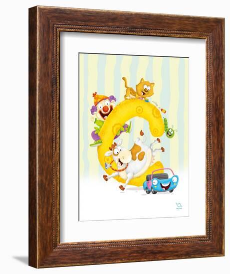 Curly C-Blue Fish-Framed Art Print