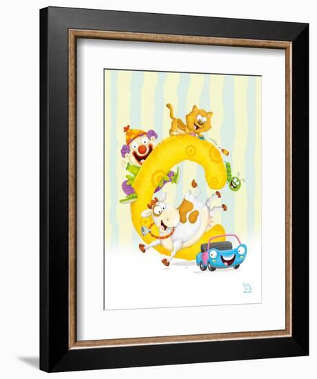 Curly C-Blue Fish-Framed Art Print