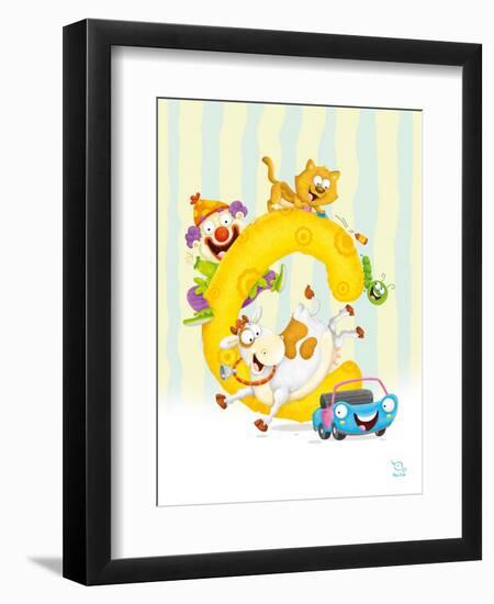 Curly C-Blue Fish-Framed Art Print