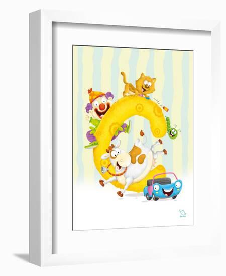 Curly C-Blue Fish-Framed Art Print