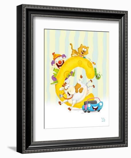 Curly C-Blue Fish-Framed Art Print