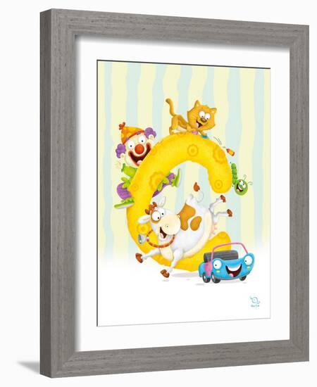 Curly C-Blue Fish-Framed Art Print