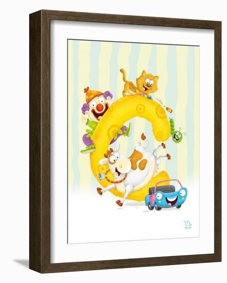 Curly C-Blue Fish-Framed Art Print