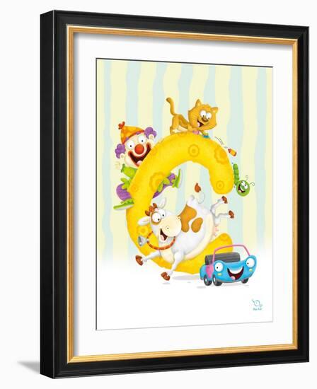 Curly C-Blue Fish-Framed Art Print