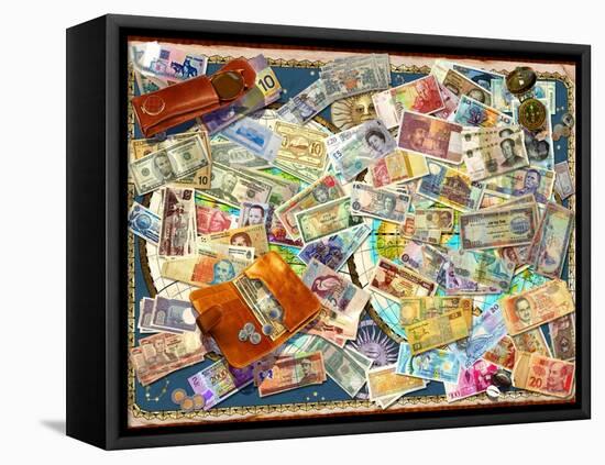 Currency Map (Variant 1)-Garry Walton-Framed Stretched Canvas