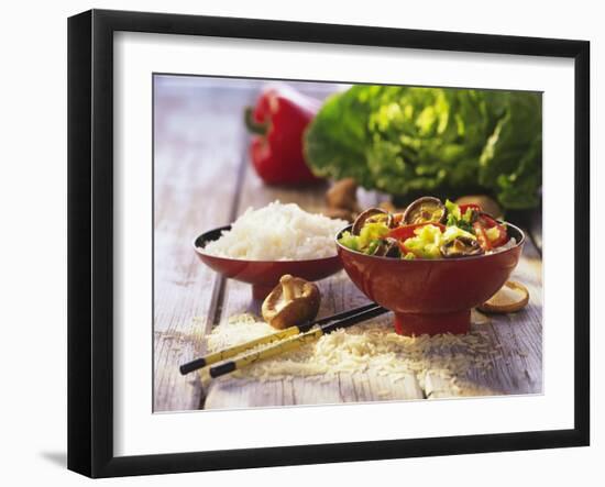 Curried Shiitake and Chinese Cabbage with Rice in Bowls-Peter Rees-Framed Photographic Print