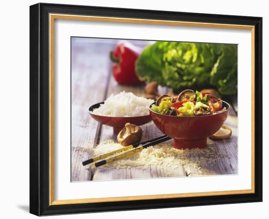 Curried Shiitake and Chinese Cabbage with Rice in Bowls-Peter Rees-Framed Photographic Print