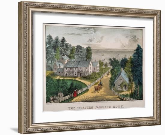 Currier and Ives: Farm House-Currier & Ives-Framed Giclee Print