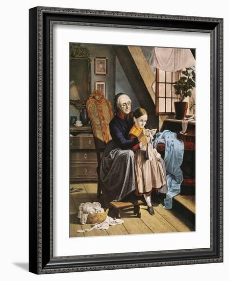 Currier and Ives: Grandmother-Currier & Ives-Framed Giclee Print