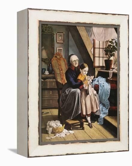 Currier and Ives: Grandmother-Currier & Ives-Framed Premier Image Canvas