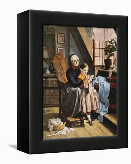 Currier and Ives: Grandmother-Currier & Ives-Framed Premier Image Canvas