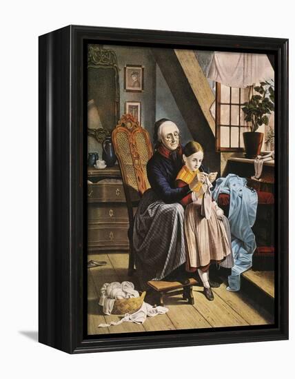 Currier and Ives: Grandmother-Currier & Ives-Framed Premier Image Canvas