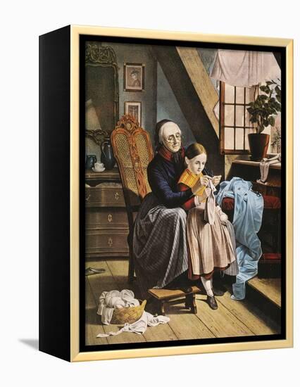 Currier and Ives: Grandmother-Currier & Ives-Framed Premier Image Canvas