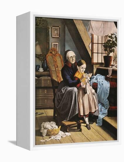 Currier and Ives: Grandmother-Currier & Ives-Framed Premier Image Canvas