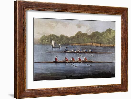 Currier and Ives: Rowing Contest-Currier & Ives-Framed Giclee Print