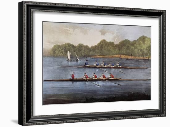 Currier and Ives: Rowing Contest-Currier & Ives-Framed Giclee Print