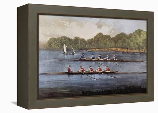 Currier and Ives: Rowing Contest-Currier & Ives-Framed Premier Image Canvas