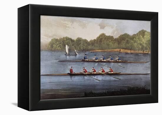 Currier and Ives: Rowing Contest-Currier & Ives-Framed Premier Image Canvas