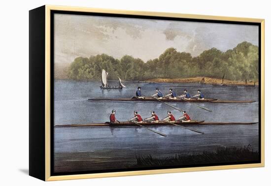 Currier and Ives: Rowing Contest-Currier & Ives-Framed Premier Image Canvas