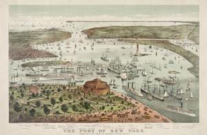 The Port of New York - Birds Eye View from the Battery, Looking South by Currier & Ives