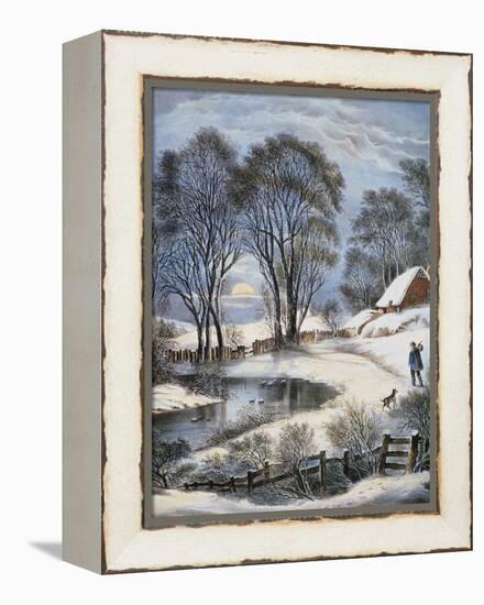 Currier & Ives: Winter Moonlight-Currier & Ives-Framed Premier Image Canvas