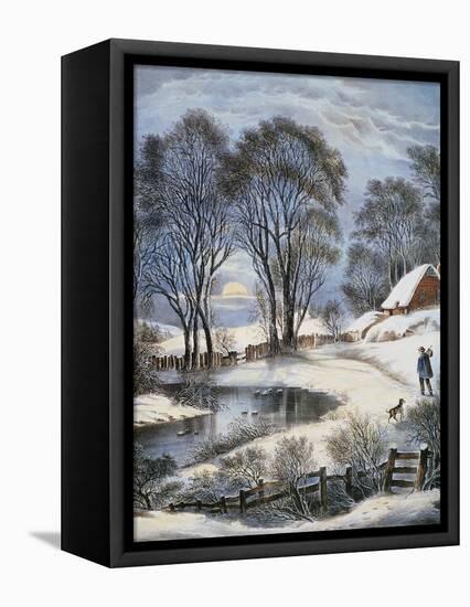 Currier & Ives: Winter Moonlight-Currier & Ives-Framed Premier Image Canvas