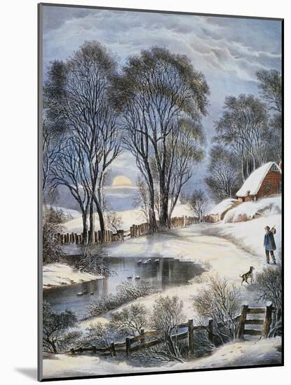 Currier & Ives: Winter Moonlight-Currier & Ives-Mounted Giclee Print